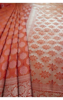 Orange Leaf with Meena Boota Banarasi Saree