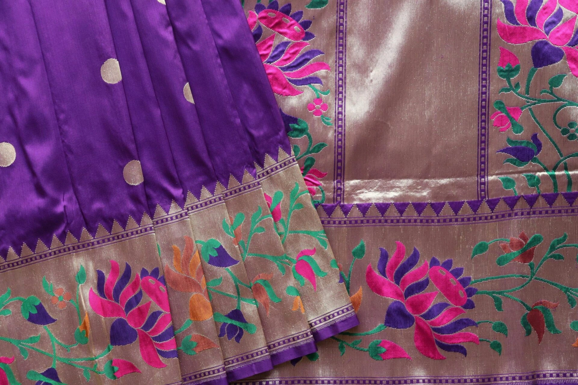 Blue Kadhua Paithani Multicolor Meena Boota Kadiyal Banarasi Handloom Saree-4