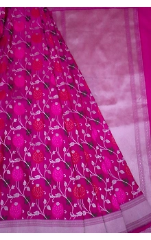 Magenta Meena Phuliya Jangla Banarasi Handloom Saree