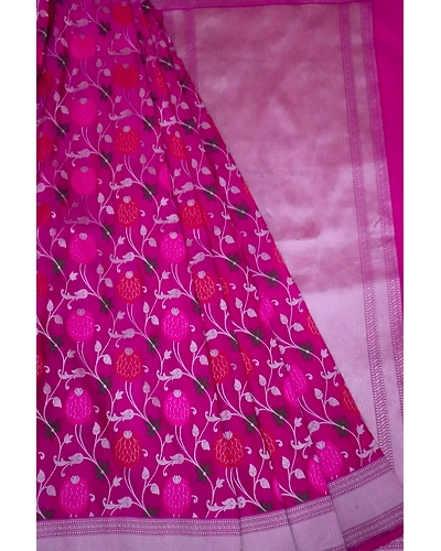 Magenta Meena Phuliya Jangla Banarasi Handloom Saree-162021-00024