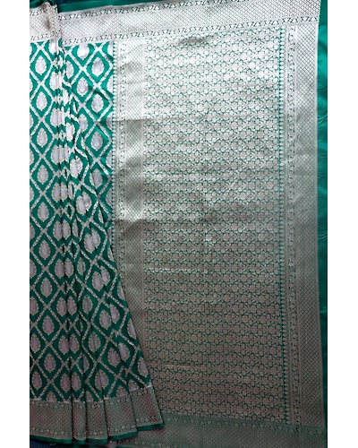 Dark Green Diamond Banarasi Handloom Saree-162021-00025