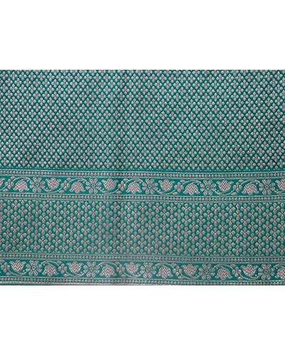 Dark Green Diamond Banarasi Handloom Saree-4