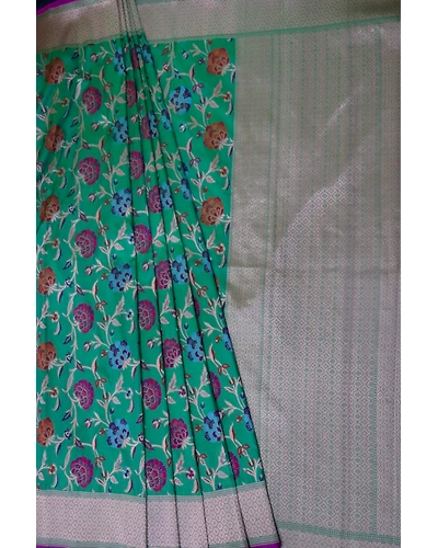 Neon Green Meena Phuliya Jangla Banarasi Handloom Saree-162021-00026
