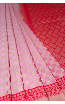 Light Pink Gharcholi Saree Banarasi Handloom Saree