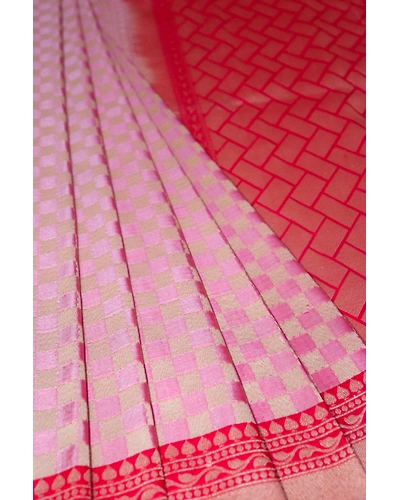 Light Pink Gharcholi Saree Banarasi Handloom Saree-162021-00028