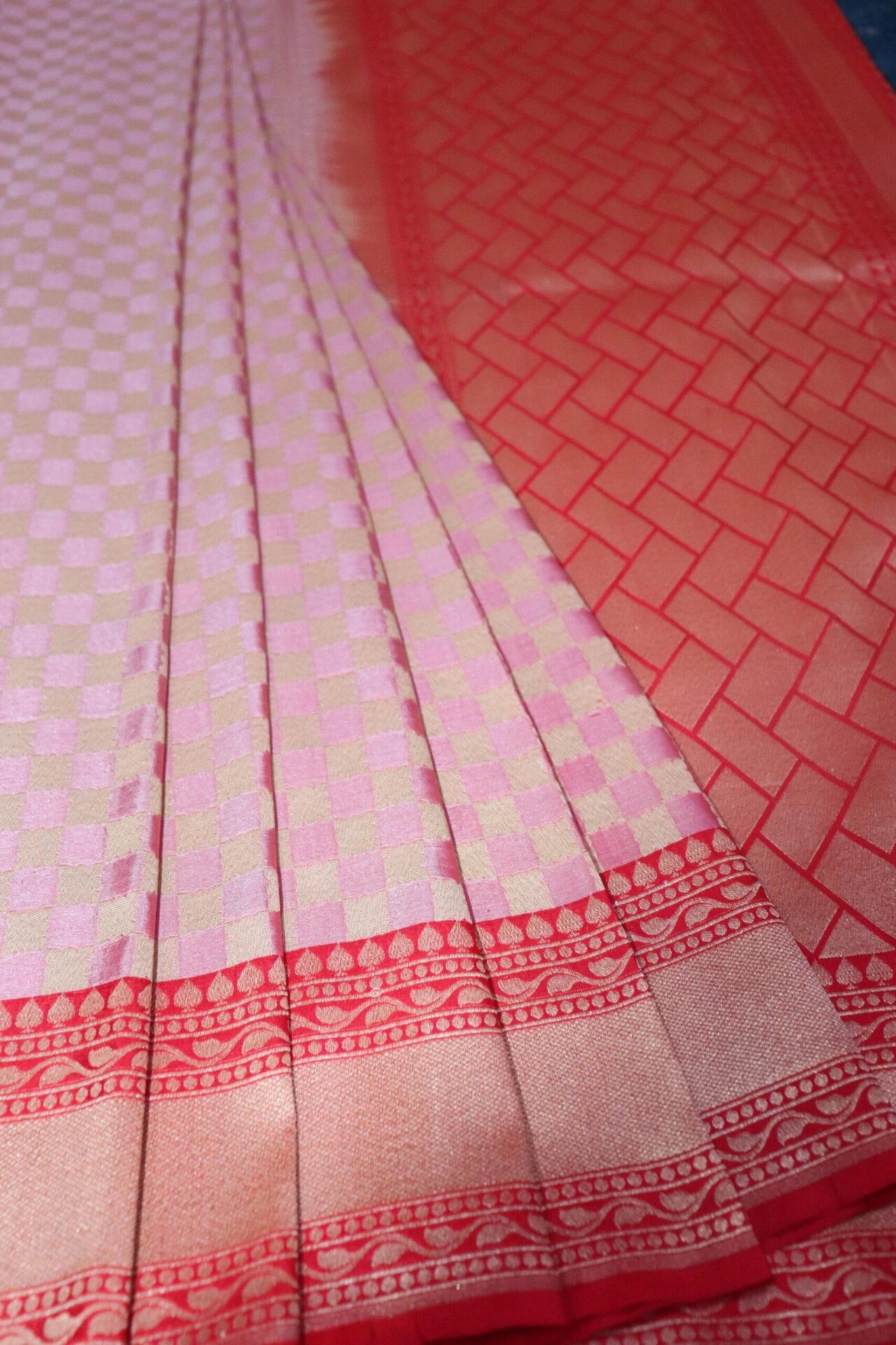 Light Pink Gharcholi Saree Banarasi Handloom Saree-1