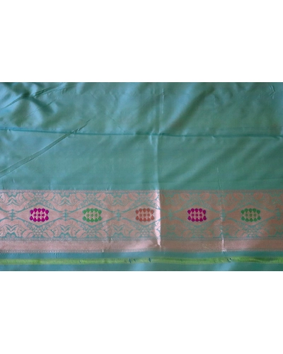 Neon Green Multicolor Meena Phuliya Jangla Banarasi Handloom Saree-4
