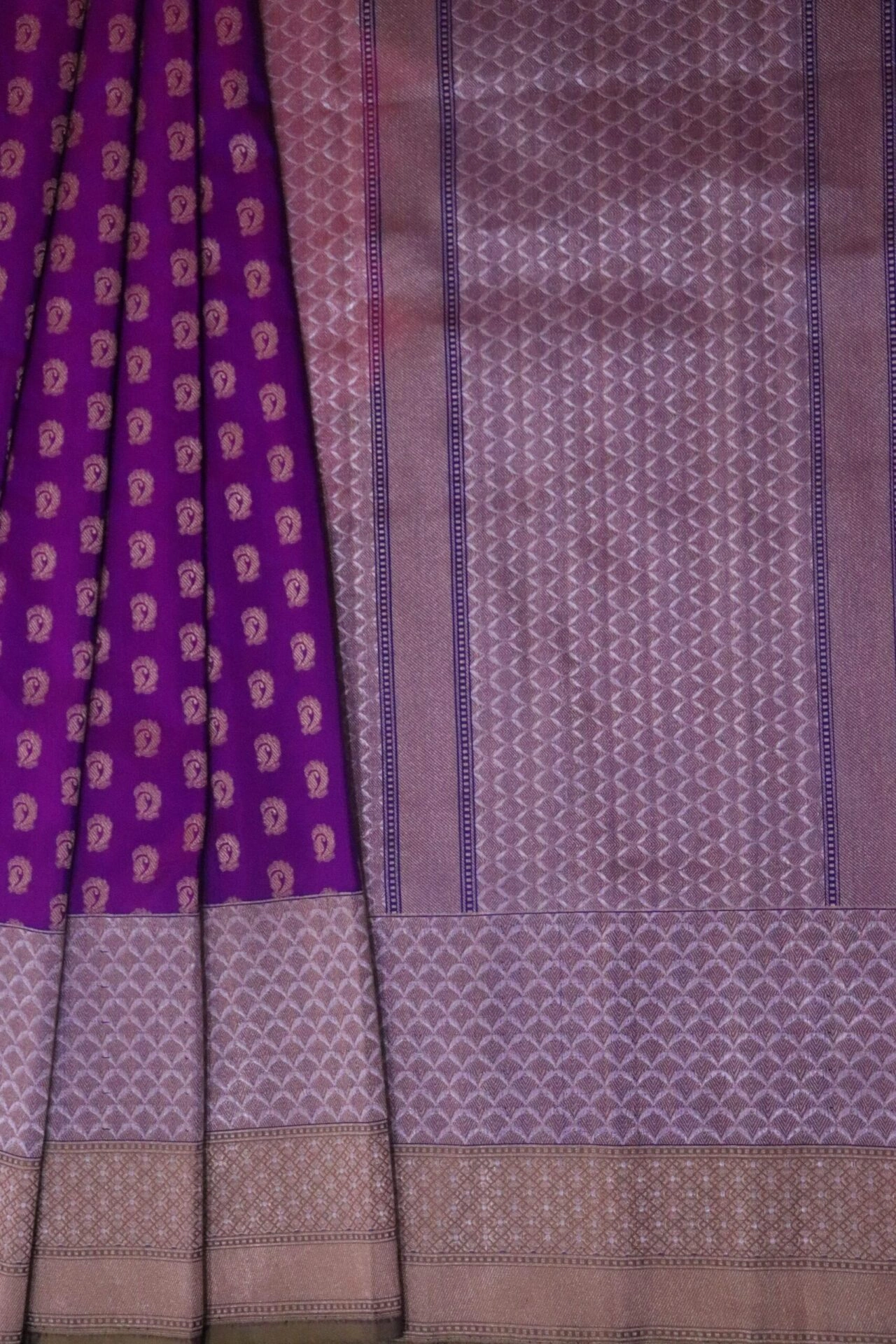 Purple Alfi Border Handloom Banarasi Saree-1