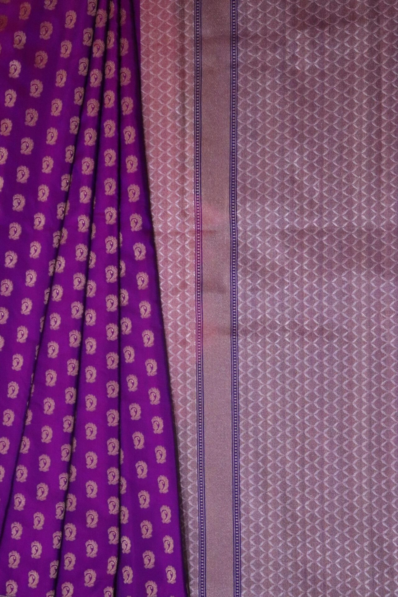 Purple Alfi Border Handloom Banarasi Saree-2