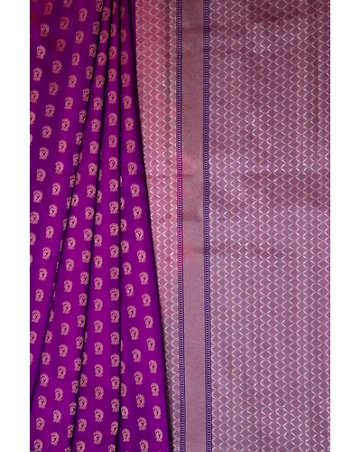 Purple Alfi Border Handloom Banarasi Saree-2