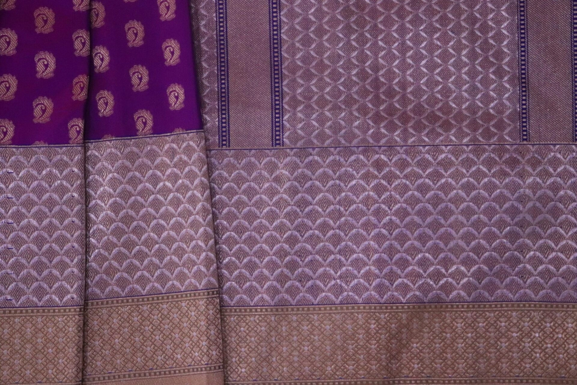 Purple Alfi Border Handloom Banarasi Saree-3