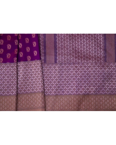 Purple Alfi Border Handloom Banarasi Saree-3