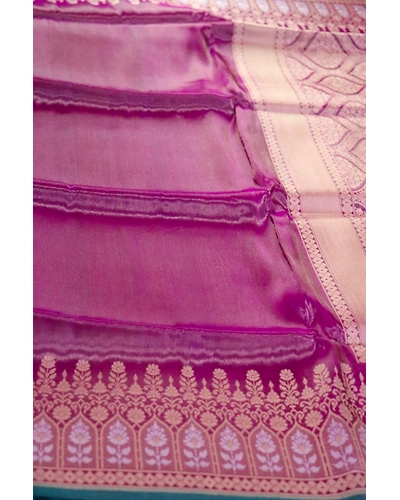 Onion Color Alfi Border Tissue Handloom Banarasi Saree-1