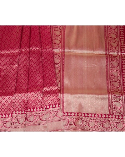 Red Brocade Booti Handloom Banarasi Saree-162021-00043