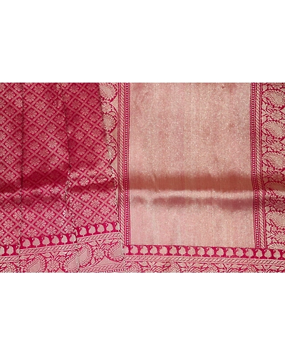 Red Brocade Booti Handloom Banarasi Saree-3