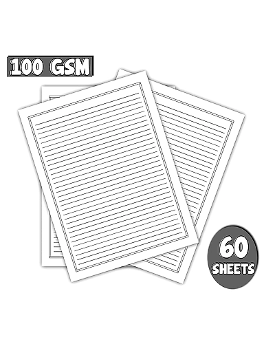 WAYTOBUY A4 60 Assignment Or Project 2 Line Black Border 100 GSM One Side Ruled Normal Size (A4) Bond Paper (Set of 1, Black Double Line Border)-2LN100GSM