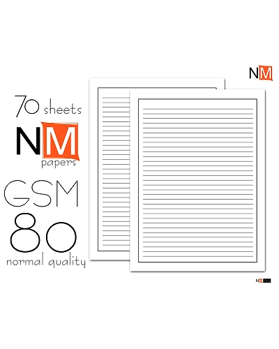 NM Black Border One Side Ruled 70 Sheets A4 Project/Assignment/Work Paper 80 GSM Normal Quality for Students (70 Sheets, 80 GSM, NMBLKRLDTHN8070) (Black)-NMBLKRLDTHN8070