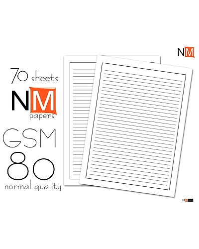 NM Black Border One Side Ruled 70 Sheets A4 Project/Assignment/Work Paper 80 GSM Normal Quality for Students (70 Sheets, 80 GSM, NMBLKRLDTHN8070) (Black)-1