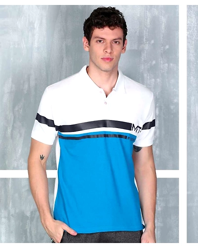 Color Block Men Polo Neck Multicolor T-Shirt-NEW01