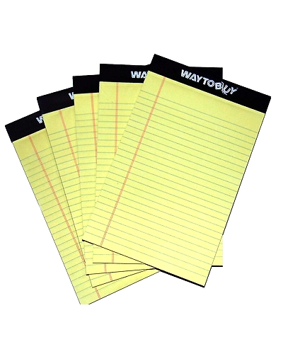 WAYTOBUY Notepad/Writing Pad for Writing and Other uses (5 x 8 Inch, Pack of 5, 50 Papers/Sheets in a one Pad)-WBNTPD