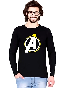 WAYTOBUY Cotton Black Round Necked Full Sleeve T Shirt Words Printed A Symbol (ASAVE2021, 100% Cotton)