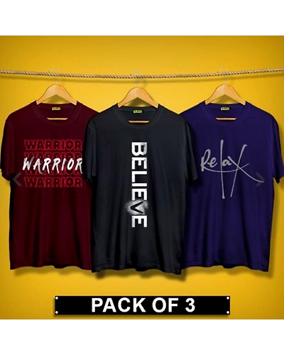 Printed T Shirt Combo (Pack Of 3)-BBWB11