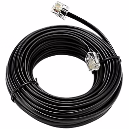 telephone cable extension cord 2 pin, 1 line rj11 male to male cable line or landline, phone, modem or fax machine (black, 5m)
