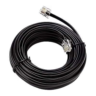 telephone cable extension cord 2 pin, 1 line rj11 male to male cable line or landline, phone, modem or fax machine (black, 5m)