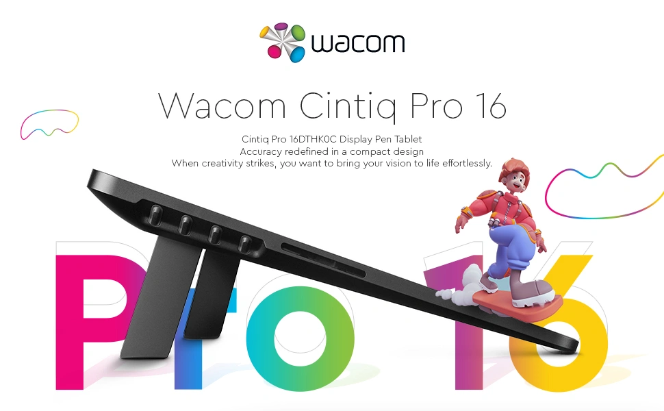 Wacom Cintiq Pro 16 15.6&quot; Creative Pen Graphic Tablet| 3840x2160 UHD 4K Touchscreen Display|Battery-free Pro Pen 2|8192 Levels Pressure Sensitivity| Adobe RGB |MacOS &amp; PC Supported -DTH-1670K0C, Black-8