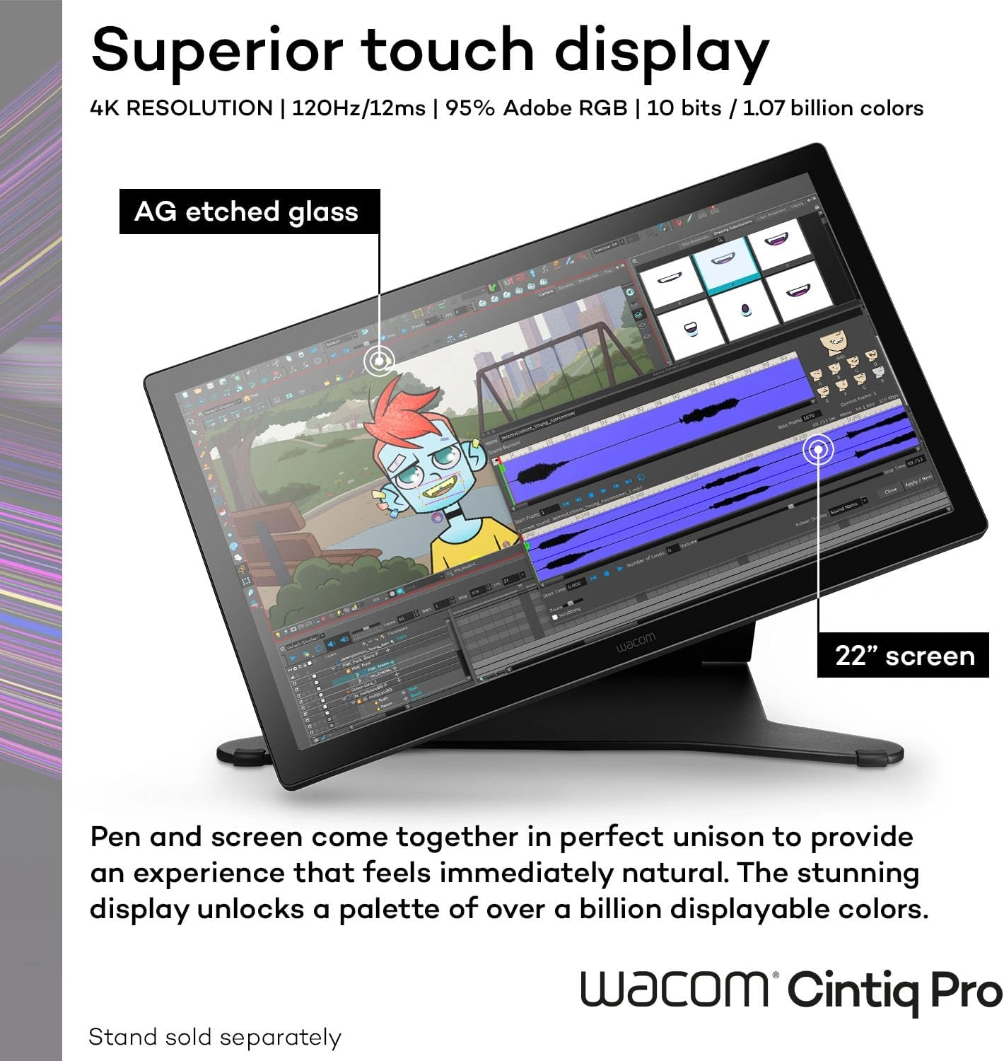 Wacom Cintiq Pro 22 Drawing Tablet with Screen; 4K UHD Touchscreen Graphic Drawing Monitor with 1.07 Billion Colors, 120Hz Refresh Rate &amp; 8192 Pen Pressure for Windows PC, Mac, Linux-2