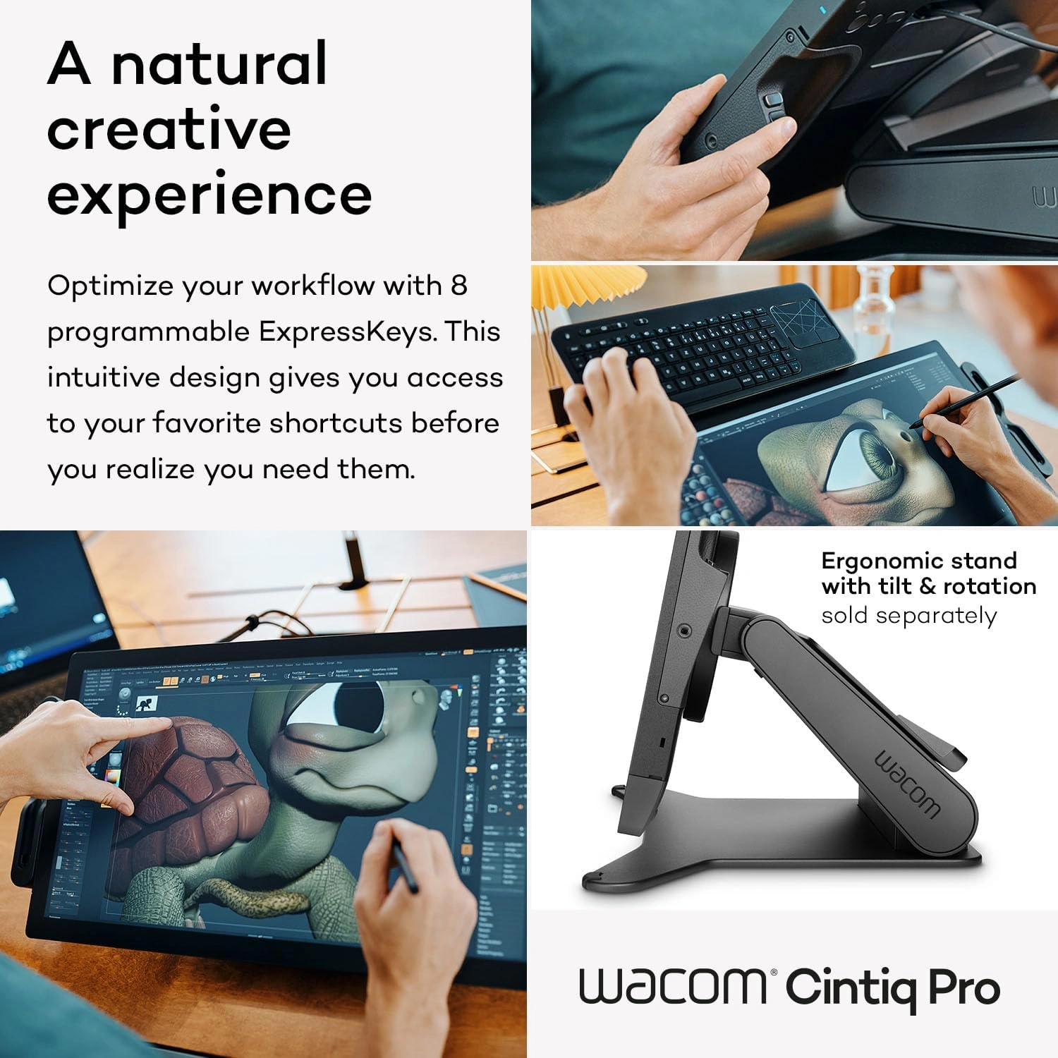 Wacom Cintiq Pro 22 Drawing Tablet with Screen; 4K UHD Touchscreen Graphic Drawing Monitor with 1.07 Billion Colors, 120Hz Refresh Rate &amp; 8192 Pen Pressure for Windows PC, Mac, Linux-3