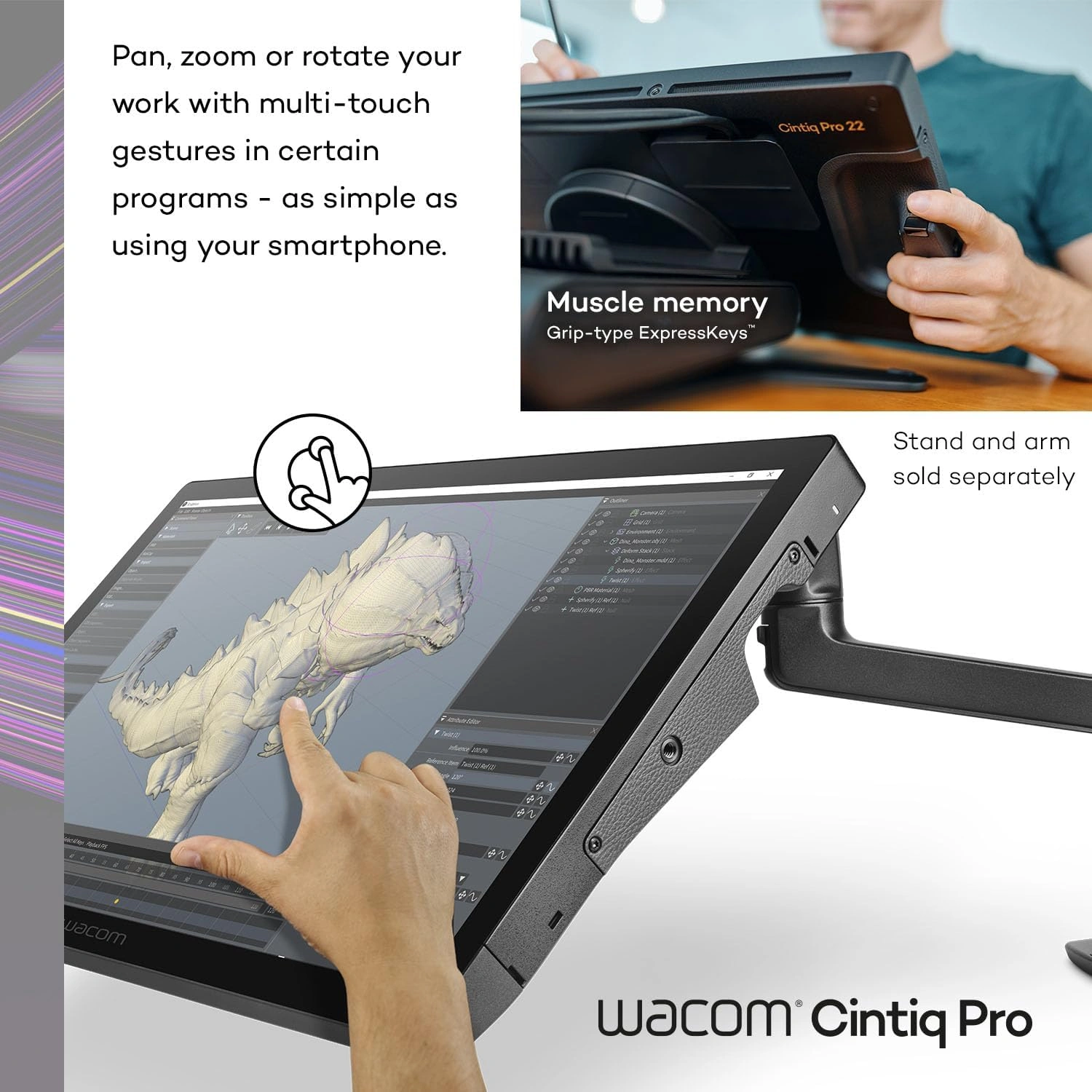 Wacom Cintiq Pro 22 Drawing Tablet with Screen; 4K UHD Touchscreen Graphic Drawing Monitor with 1.07 Billion Colors, 120Hz Refresh Rate &amp; 8192 Pen Pressure for Windows PC, Mac, Linux-4