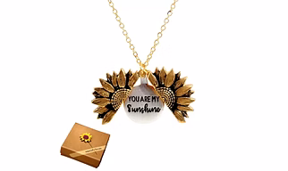 2019 New Gold Necklaces Women Fashion Jewelry Letter Engraved Open Locket Sunflower Pendant Necklaces Women Girl Birthday Gift