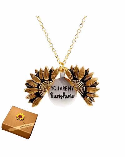 2019 New Gold Necklaces Women Fashion Jewelry Letter Engraved Open Locket Sunflower Pendant Necklaces Women Girl Birthday Gift-4000197704557