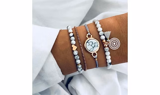 DIEZI Bohemian Handmade Weave Heart Long Tassel Bracelet Sets Women 2018 New Grey Rope Chain Bracelets Jewelry Christmas Gift