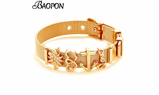 Fashion Stainless Steel Woman Men Bracelet Mesh Bracelet Set Crystal Heart Anchor Charm Fine Bracelet Bangle for Female Lover