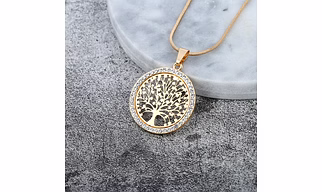 Hot Tree of Life Crystal Round Small Pendant Necklace Gold Silver Color Bijoux Collier Elegant Women Jewelry Gifts Dropshipping