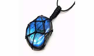 Labradorite Necklace Natural Stone Pendant Wrap Braid Necklace Yoga macrame Necklace Energy Necklace Dragons Heart