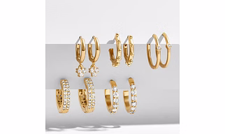 New Color CZ Zircon Gold Earrings for Women 5 Pair Geometric Small Hoop Earrings Set Huggie Jewelry Wedding Bijoux Brincos