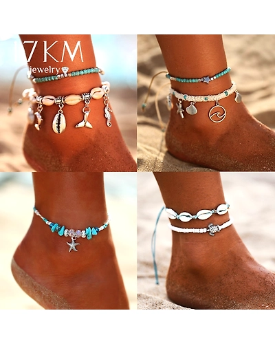 Starfish Pendant Anklets 2019 For Women New Stone Beads Shell Anklet Bohemian Bracelets On Leg BOHO Ocean Jewelry Drop Shipping-32969423110