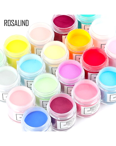 ROSALIND Dipping Powder Set Nail Holographic Glitter Dip Powder Nails Set For Manicure Gel Nail Polish 10g Chrome Pigment Powder-32947134449