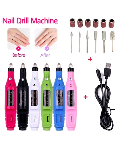 USB Electric Nail Drill Machine Machine Set Nail Art Pen Kit Nail File Pedicure Manicure Remove Nail Polish Gel Nail Art Tools-4000424810055