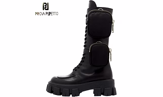 Prova Perfetto 2020 Pocket Motorcycle Boots Women Platform Shoes Lace Up Thick-soled Black Shoes Woman Half Botas de Mujer