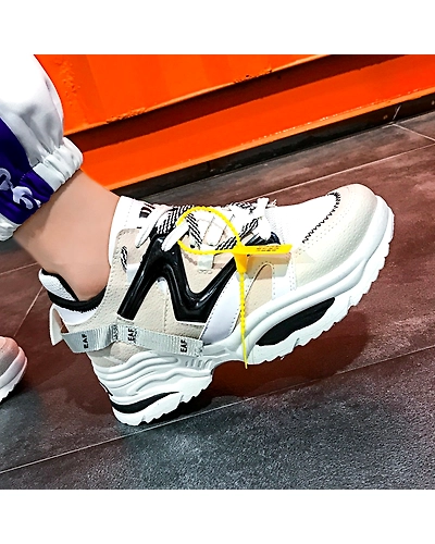 Stylish Women Casual Shoes Lovers Leather Dad Platform Chunky Sneakers Harajuku Flat Thick Sole Tenis Wedge White Basket Walking-4000346128790
