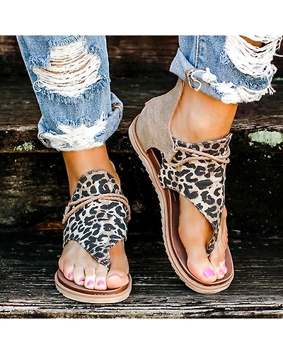 women summer sandals flats shoes woman bohemia sandalias sapato feminino D013 zapatos de mujer casual leopard snake zebra shoe-4000733013636