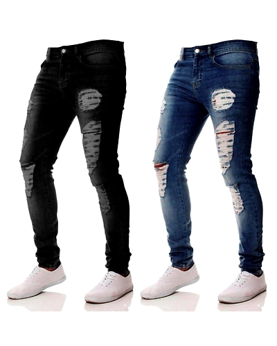 Jeans for men Slim fit Zipper classic Denim Jeans Skinny Frayed Pants Distressed Casual skinny Straight Elasticity pants#G2-4000433937516
