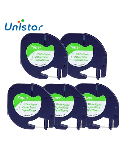 5pcs Compatible for Dymo LetraTag Tape 91200 Label Paper 12mm x 4m Black on White Ribbons for Dymo Letratag Label Printer 91330-32813630165