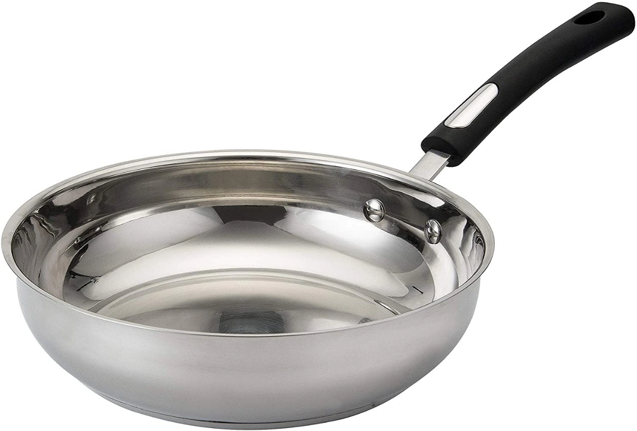 Aja Steel Fry Pan 24 cm diameter 2 Ltr Capacity - Stainless Steel With Induction Base - Set of 1-ajafrypan