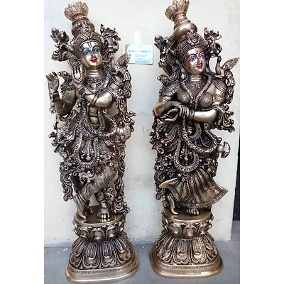 Brass Radha Krishna Statue