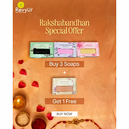 revyur natural soap gift set, 4 varieties - neem, oud cinnamon, rose, lavender & rosemary